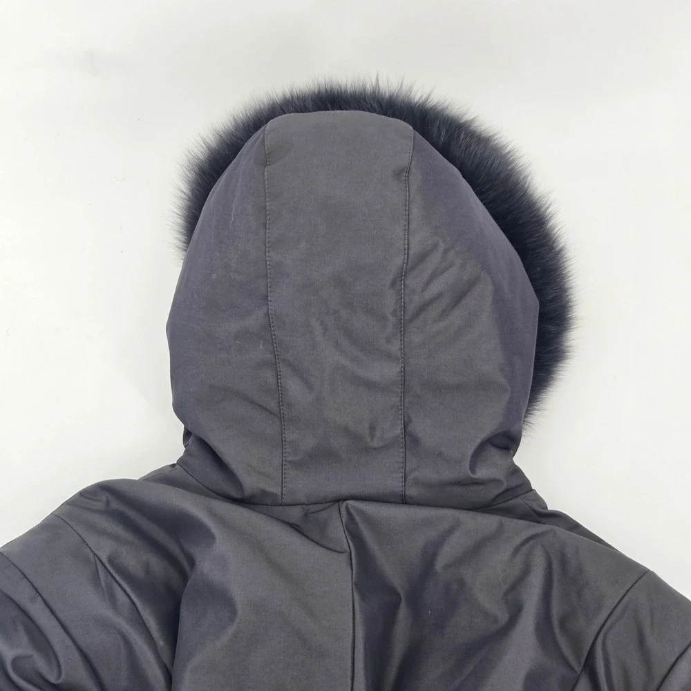 1‎ Madison Luxe Outerwear Womens 3X Fox Fur Trim Hooded Black Long Parka Coat